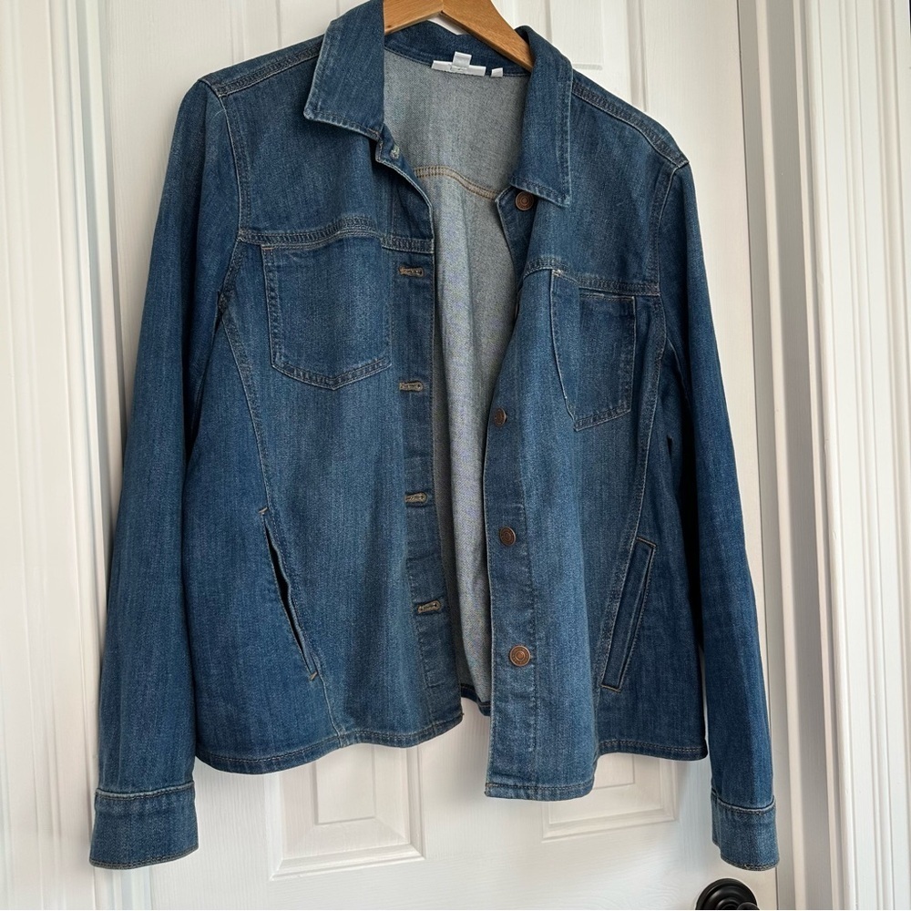 Chico's Women's Cropped Denim Jacket Size 3 Bonsai Indigo - Picture 4 of 7